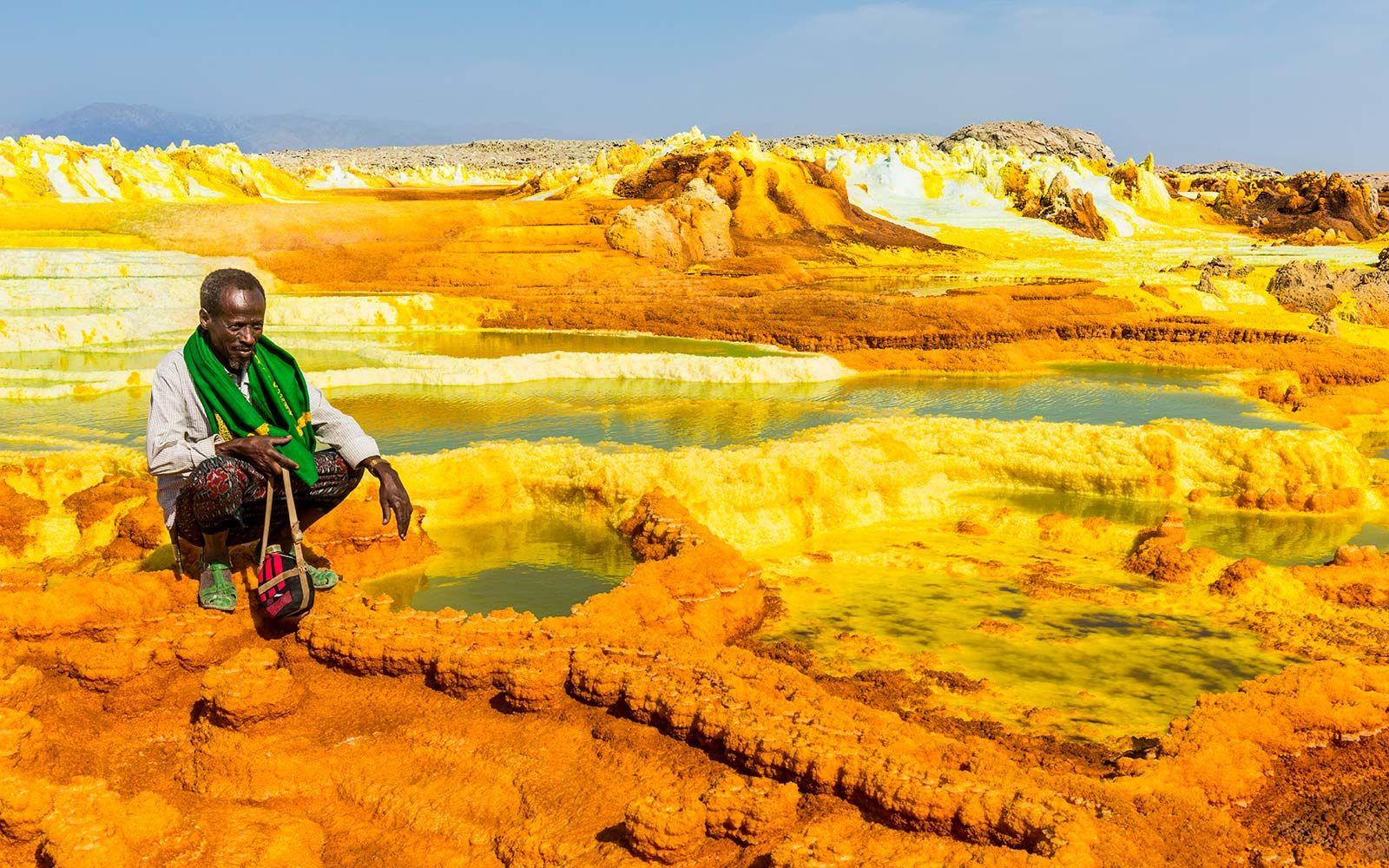 Cidade de mineração de minas de sal O lugar habitado mais quente da Terra Dallol Etiópia África