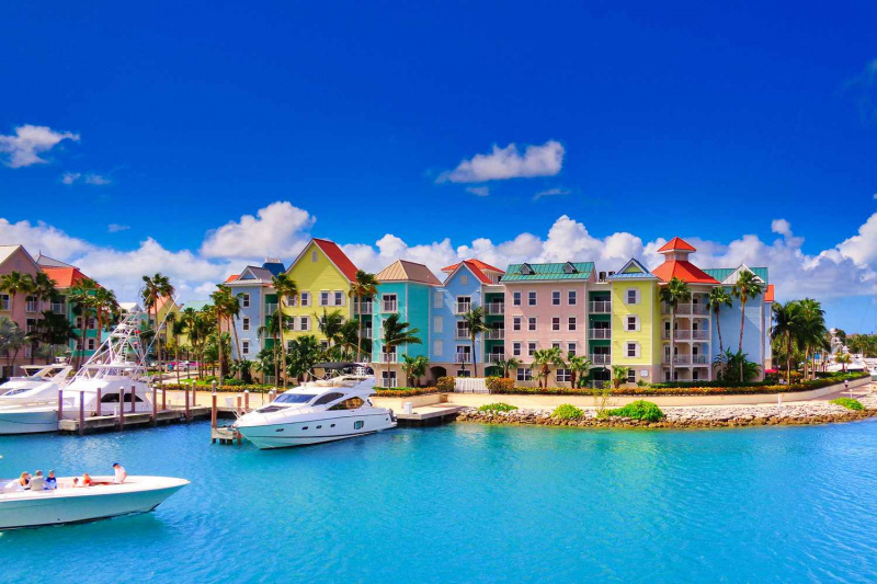   Case sul lungomare color pastello a Nassau